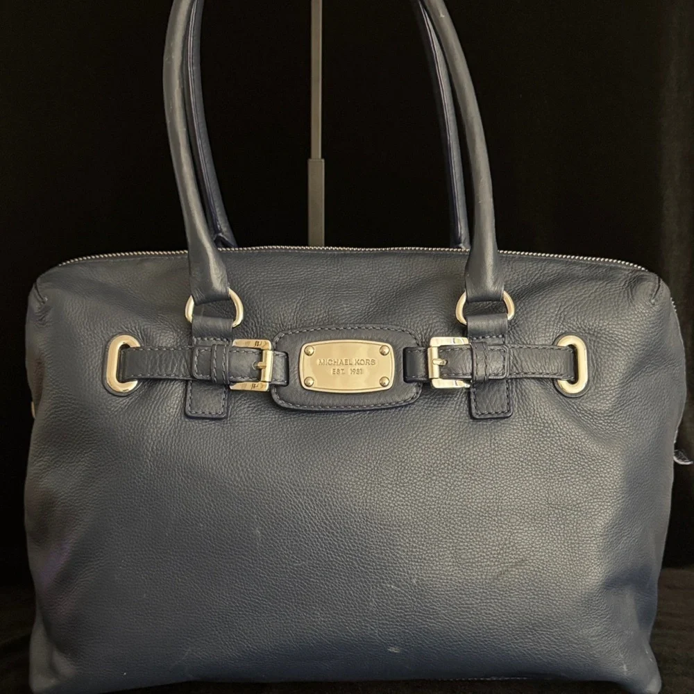 Michael Kors Navy Leather Satchel